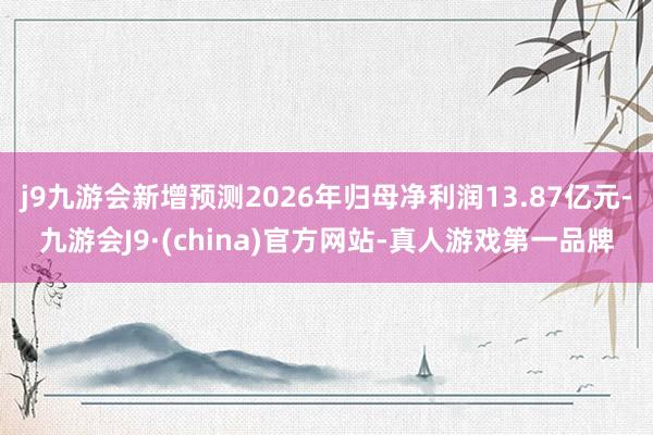 j9九游会新增预测2026年归母净利润13.87亿元-九游会J9·(china)官方网站-真人游戏第一品牌