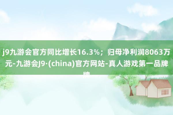 j9九游会官方同比增长16.3%；归母净利润8063万元-九游会J9·(china)官方网站-真人游戏第一品牌